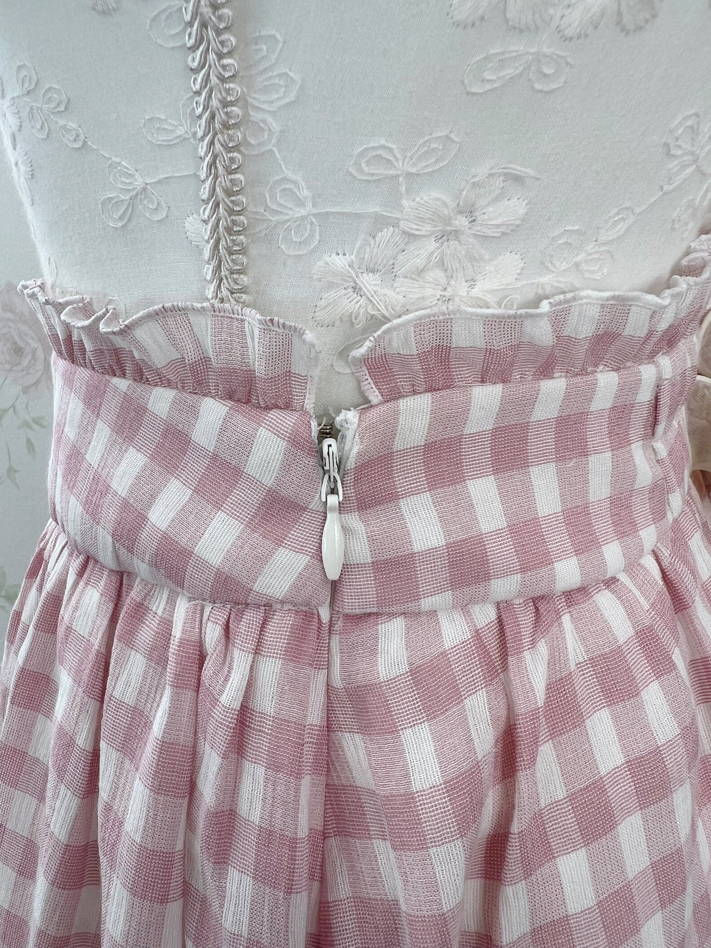 LODISPOTTO Checked Sweet Frilled  Long Skirt (Pink)