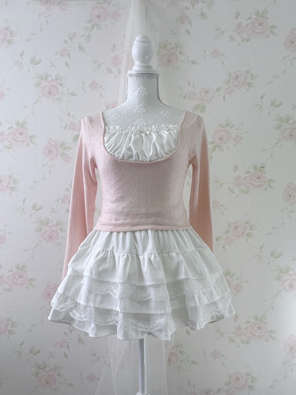 Milkmaid Soft Long Sleeved Top (Pink)