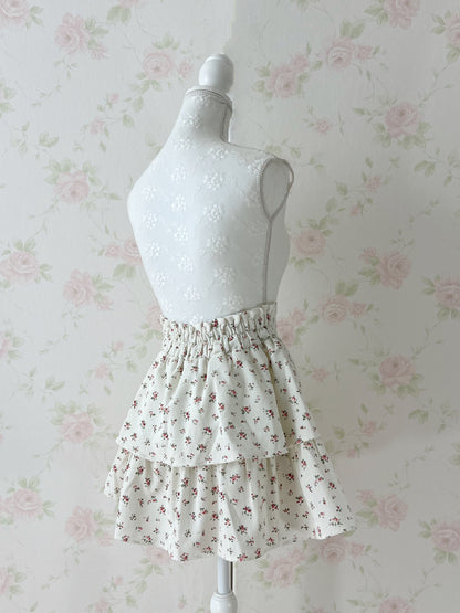 Petite Floral Layered Skirt (white)
