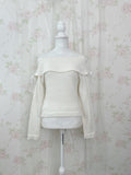 Side Laced Up Off Shoulder Sweater (Ivory)