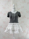 Ruffled Lined Shoujo Top (Gray)