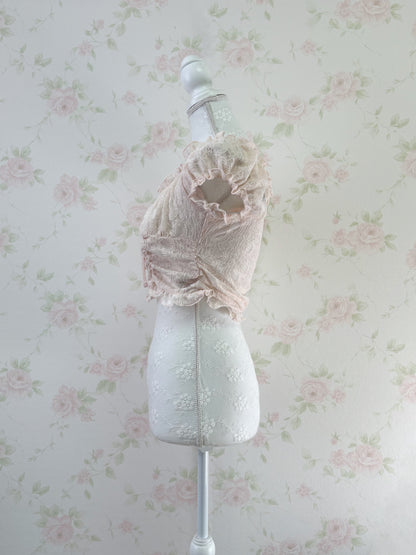 GRL 2 Way Shoulder Lacy Top (Peach Pink)