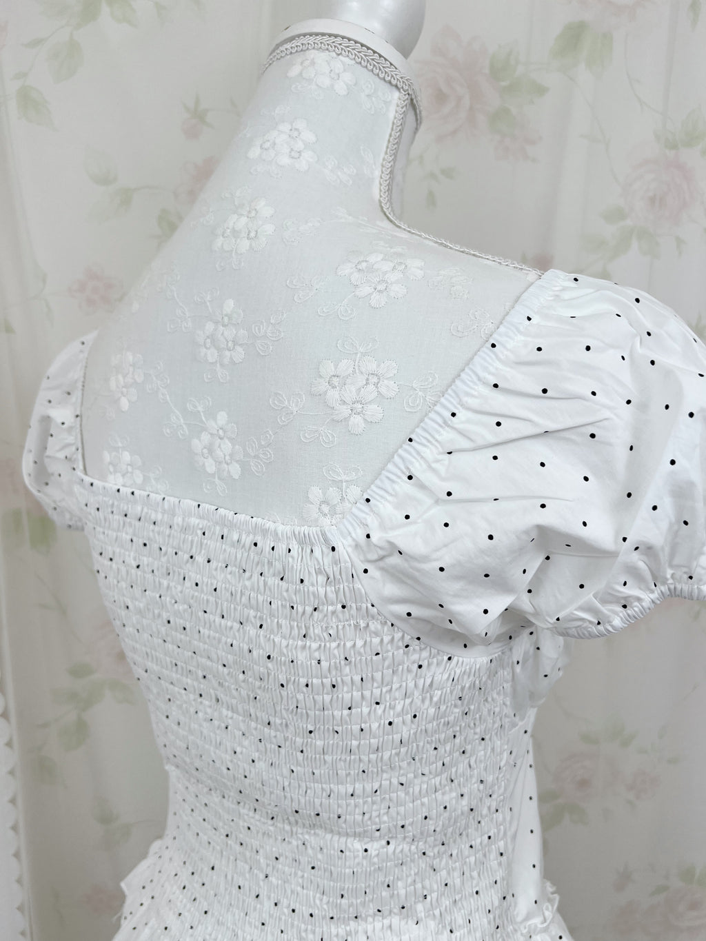 Polka Dot Dolly Cotton Blouse (White)