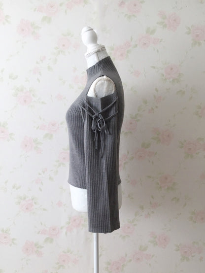 GRL Open Shoulder String Sweater (Gray)