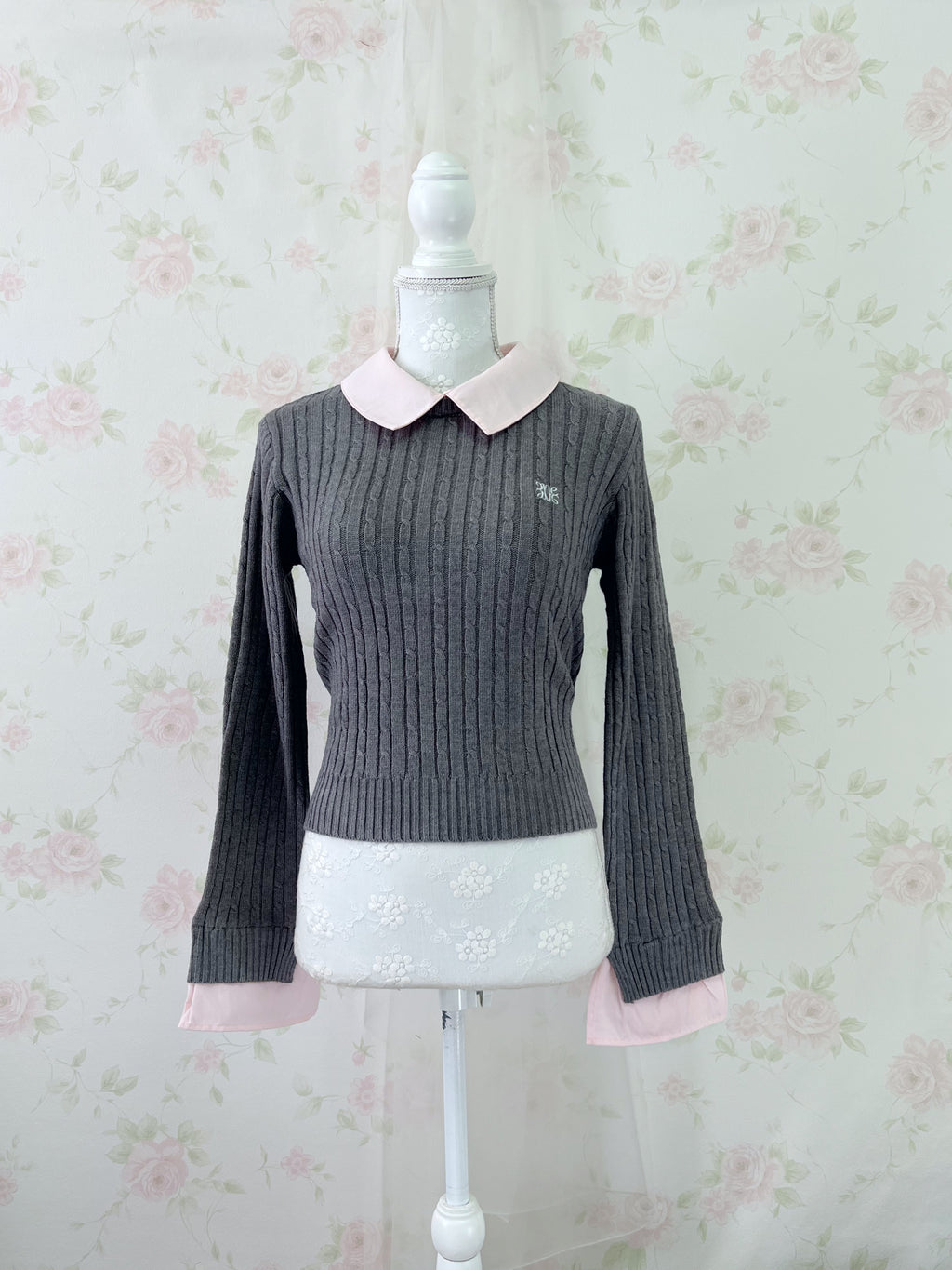 Retro Girl Layered Like Top (Gray)