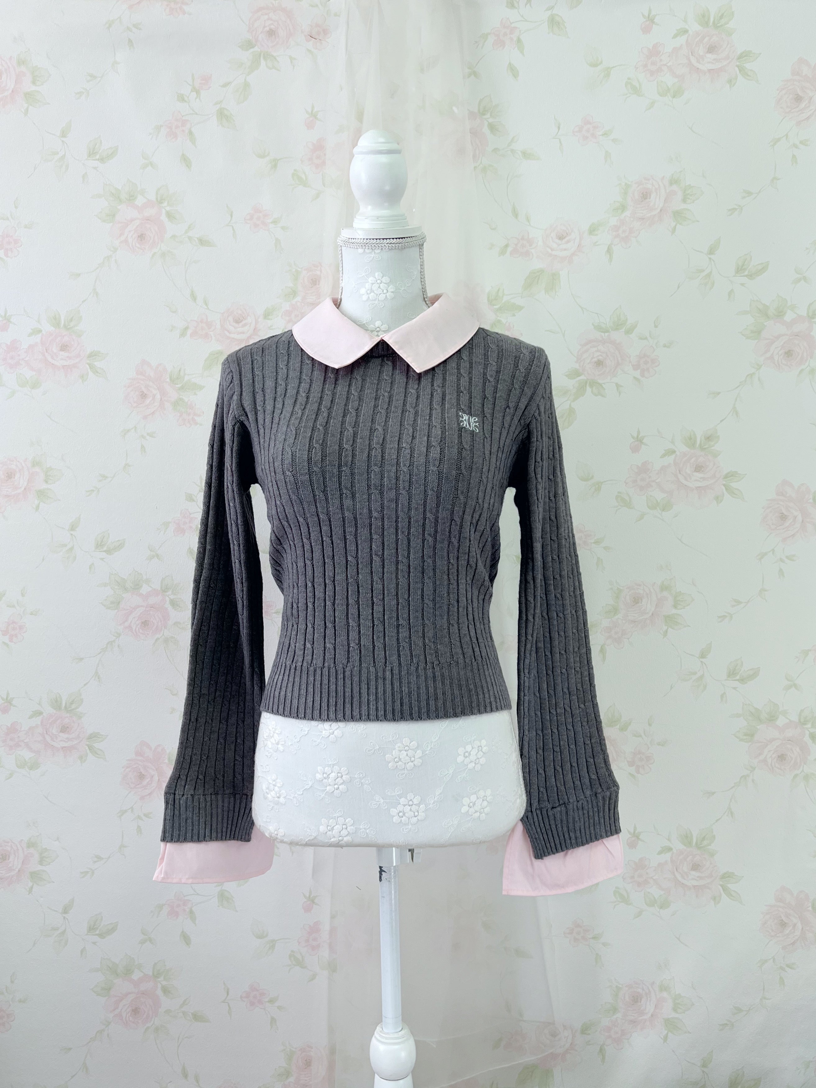 Retro Girl Layered Like Top (Gray)
