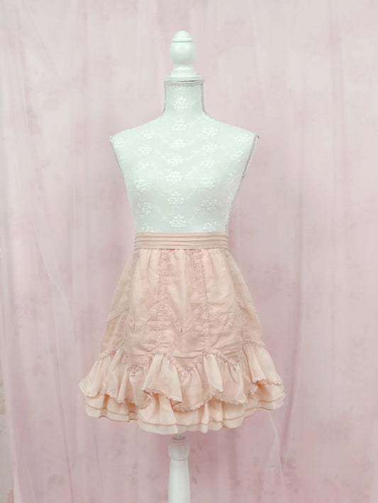 Apuweiser-riche Layered Cotton Skirt (Peach Pink)