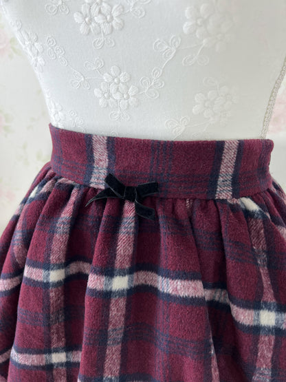 Ank Rouge Checked Flare Skirt (Red)
