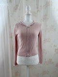 Pink Strawberry Lace Sleeve Hoodie