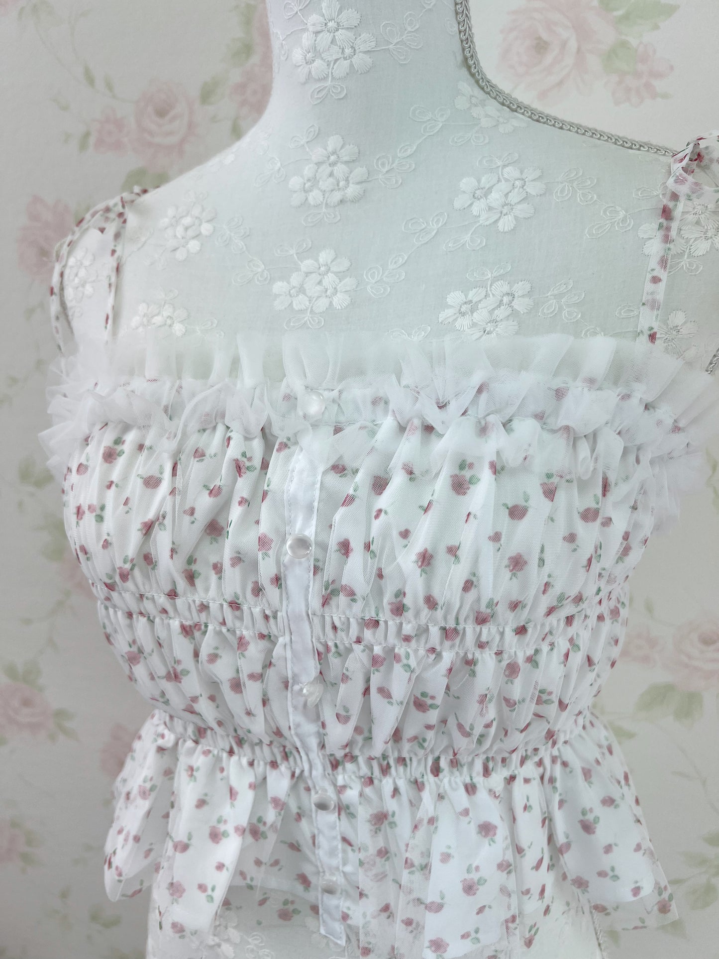 GRL Tulle Floral Top