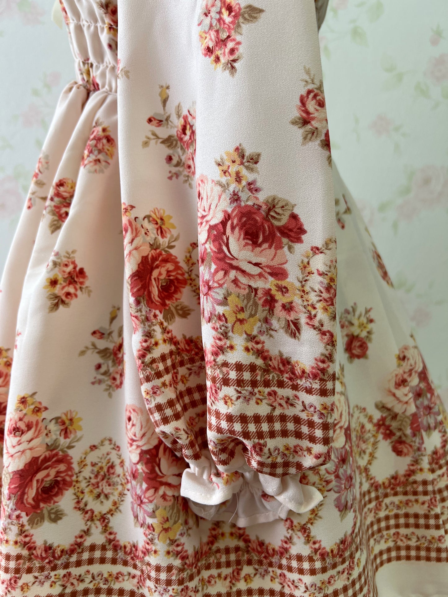 LIZ LISA Rose Checked Long Sleeved Dress