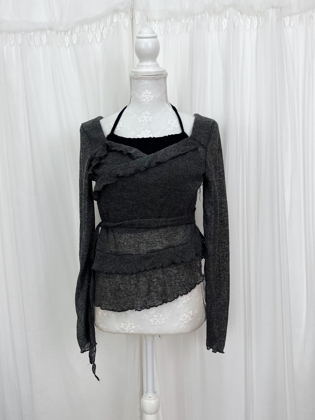 Halter neck Layered Like Top (Gray)
