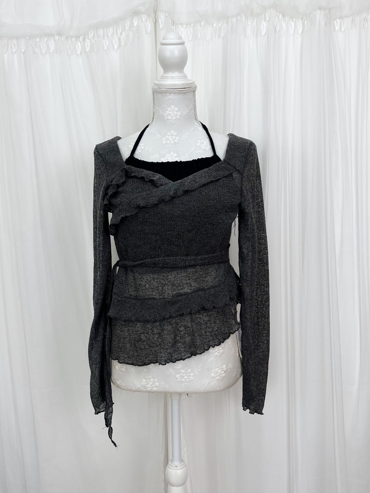 Halter neck Layered Like Top (Gray)