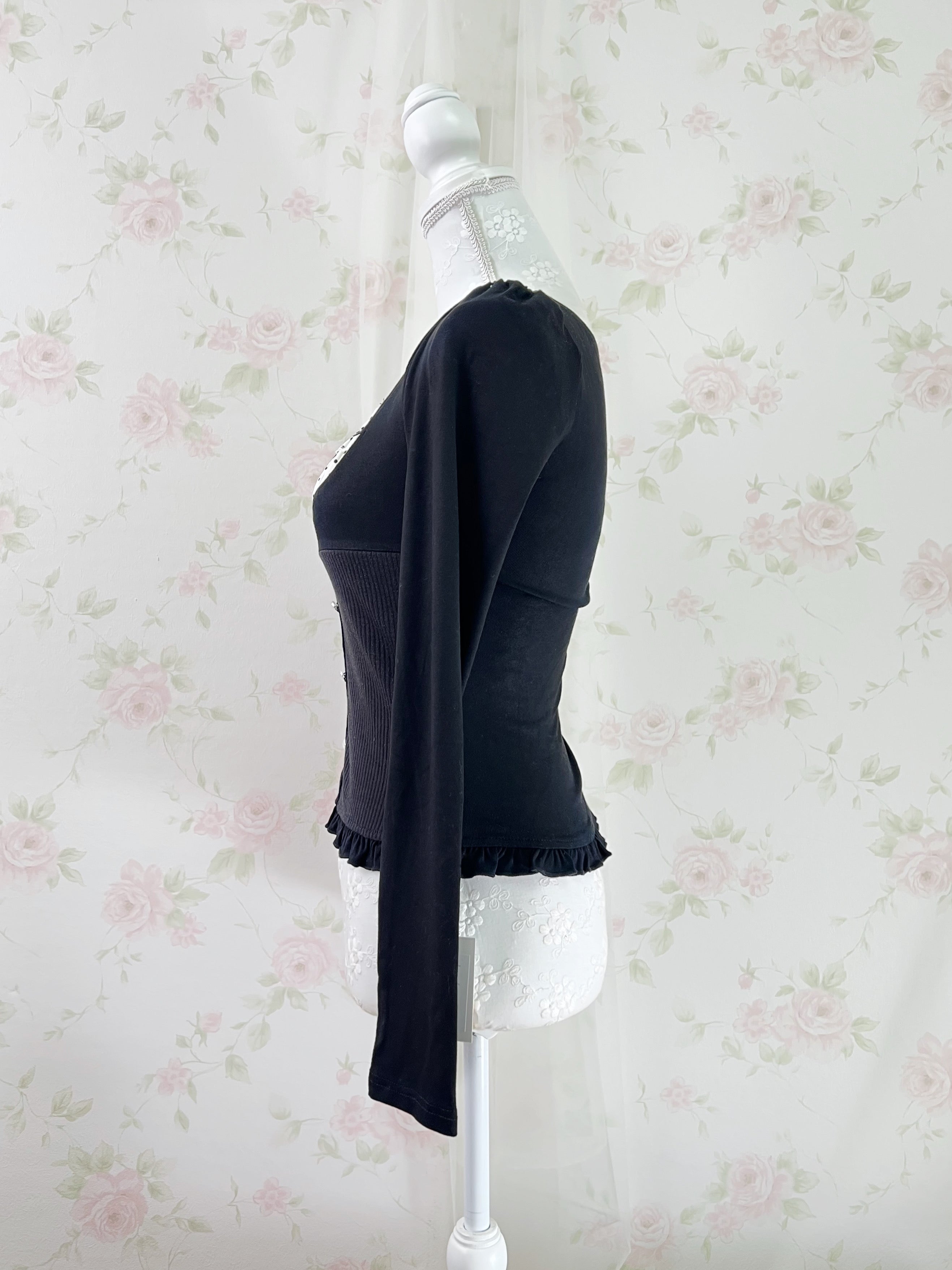 Polka Dot Milkmaid Top (Black)