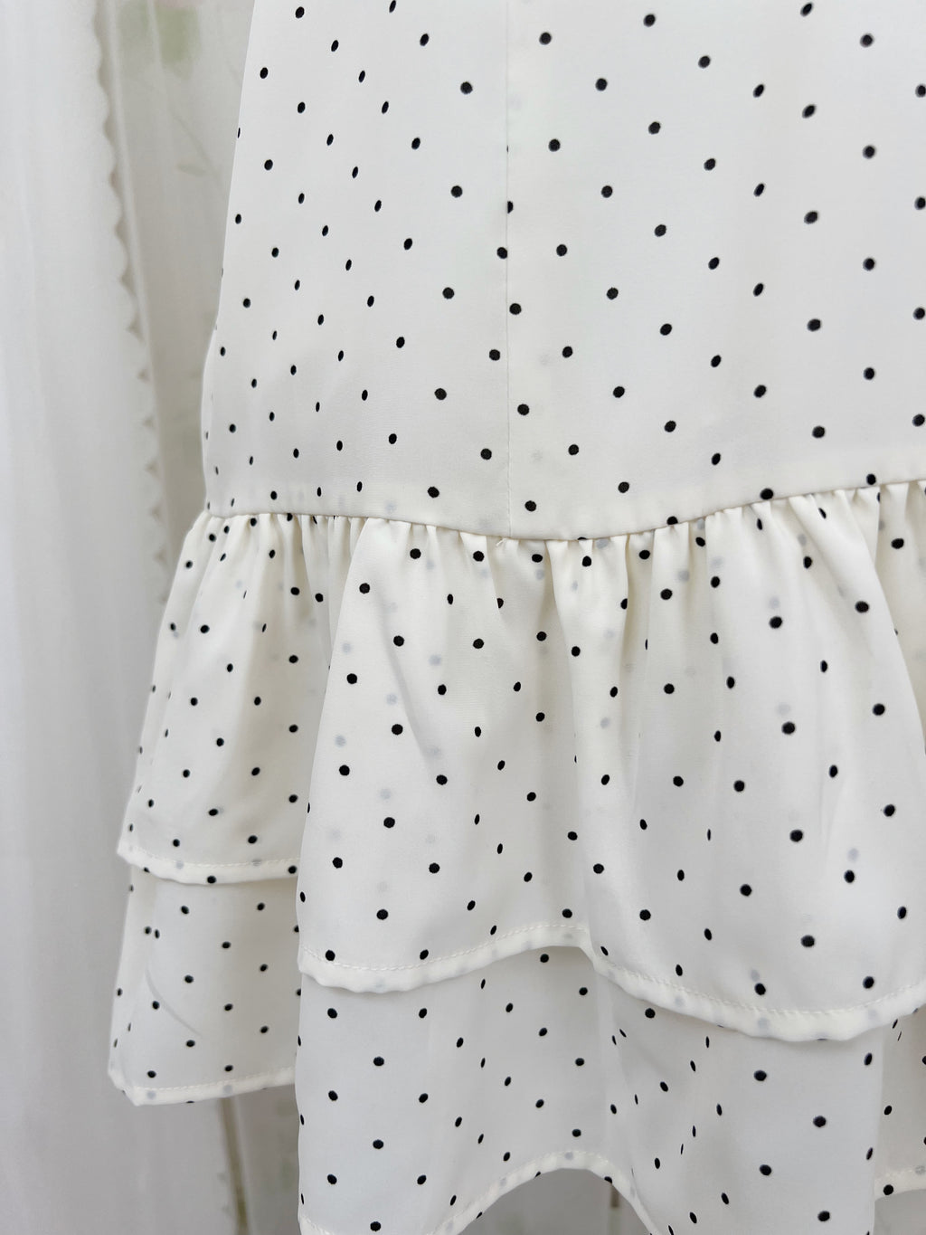 Polka Dot Big Bow Camisole Dress(Ivory)