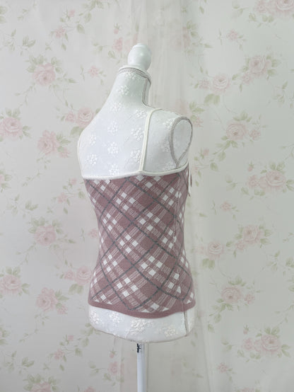 apres jour Short Knit Top & Camisole Set (Gray Pink)