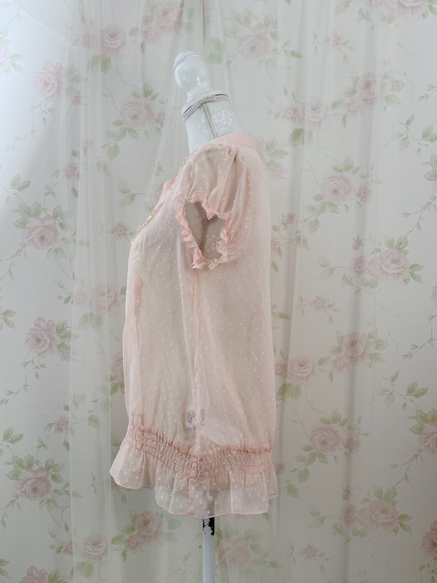 Peach John Bow Tie Chiffon Blouse (Peach Pink)