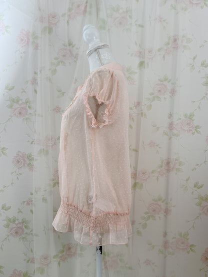 Peach John Bow Tie Chiffon Blouse (Peach Pink)