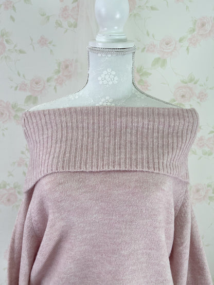 Honeys Off Shoulder Soft Knit Top (Sweet Pink)