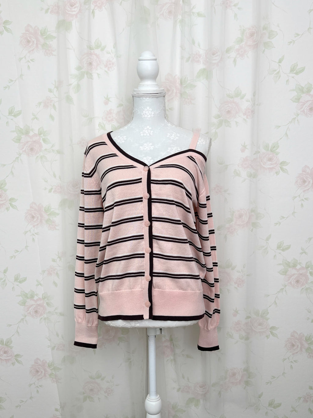 One Shoulder Border Top (Pink)