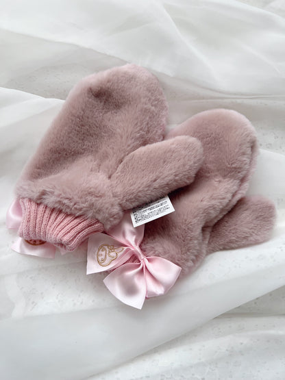 My Melody Mitten Eco Fur Satin Bow Gloves