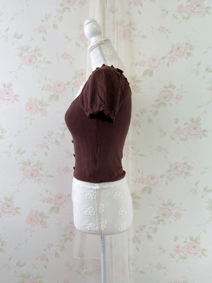 GRL Lace Shoujo Milkmaid Tops (Brown)
