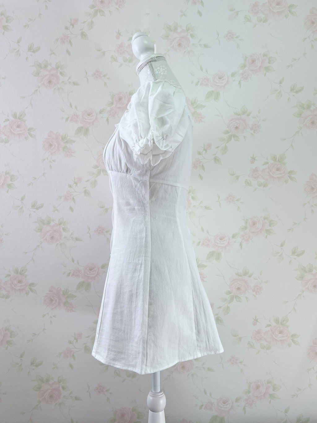 GRL Puff Sleeved Pencil Cotton Dress (White)