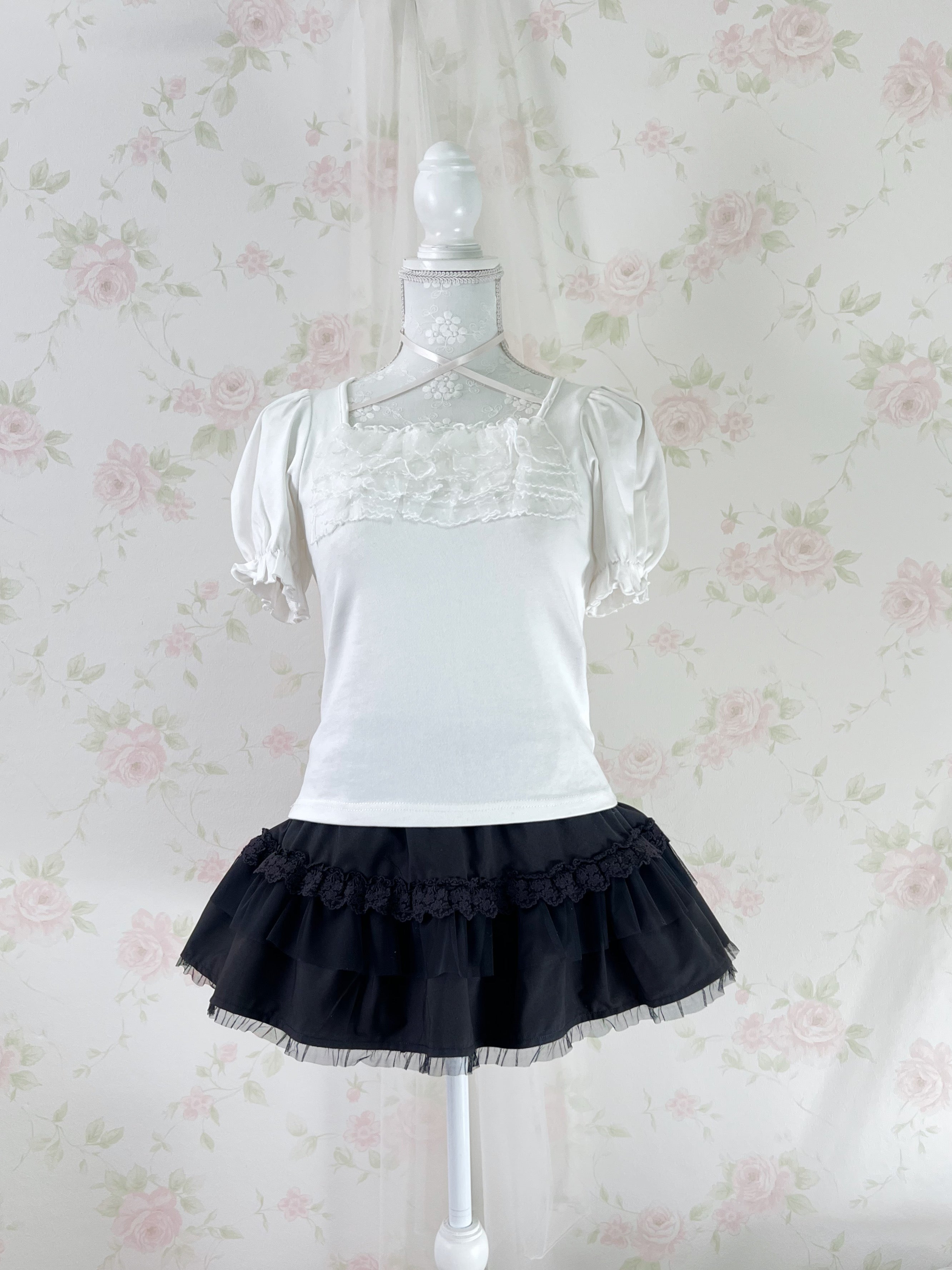 Tulle Lace Shoujo Skirt (Black)