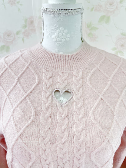 GRL Heart Cutout Sweater (Pink)