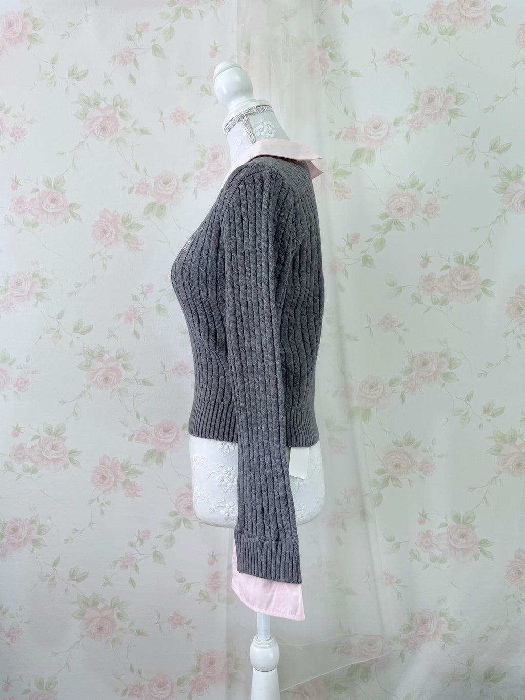 Retro Girl Layered Like Top (Gray)