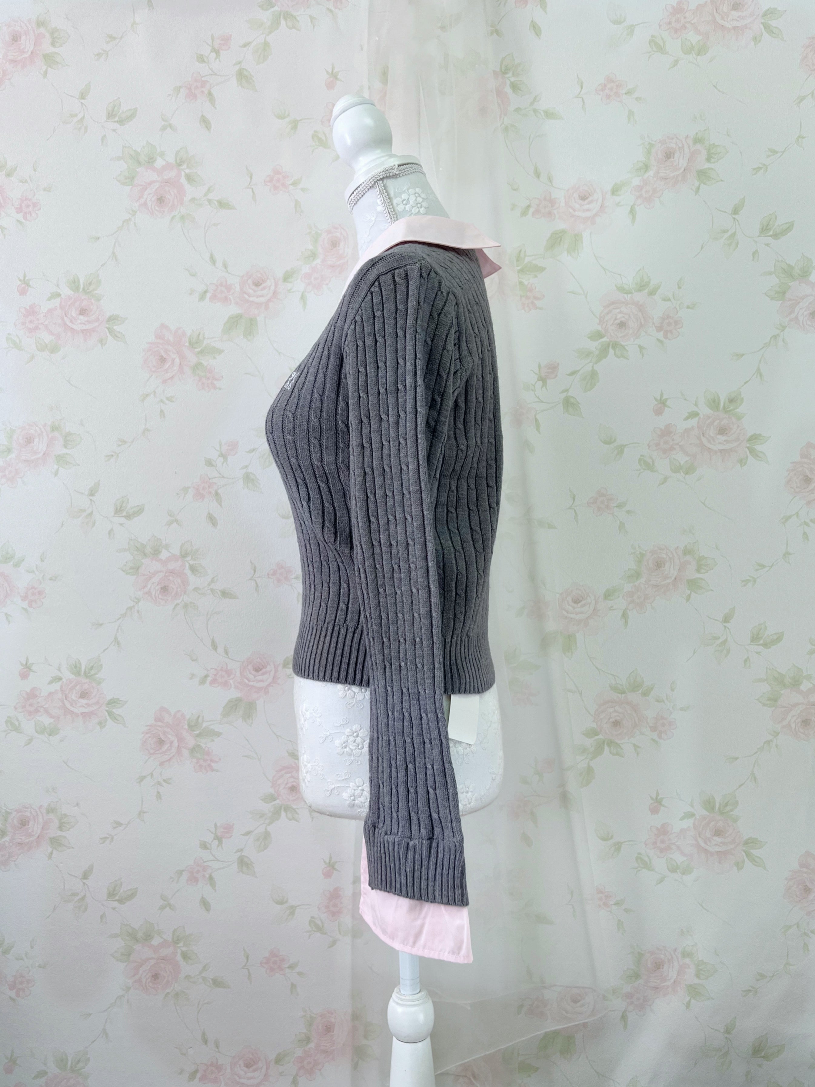Retro Girl Layered Like Top (Gray)