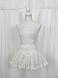 Princess Cotton Blend Lacy Mini Skirt (White)