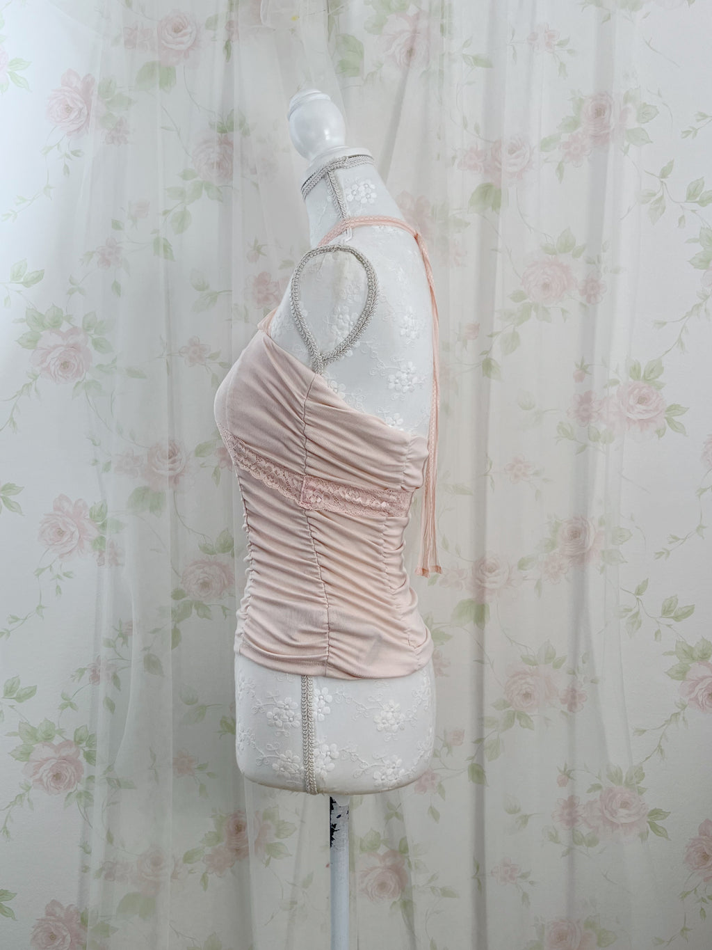 One Shoulder Crossed Halter Neck Top (Pink)