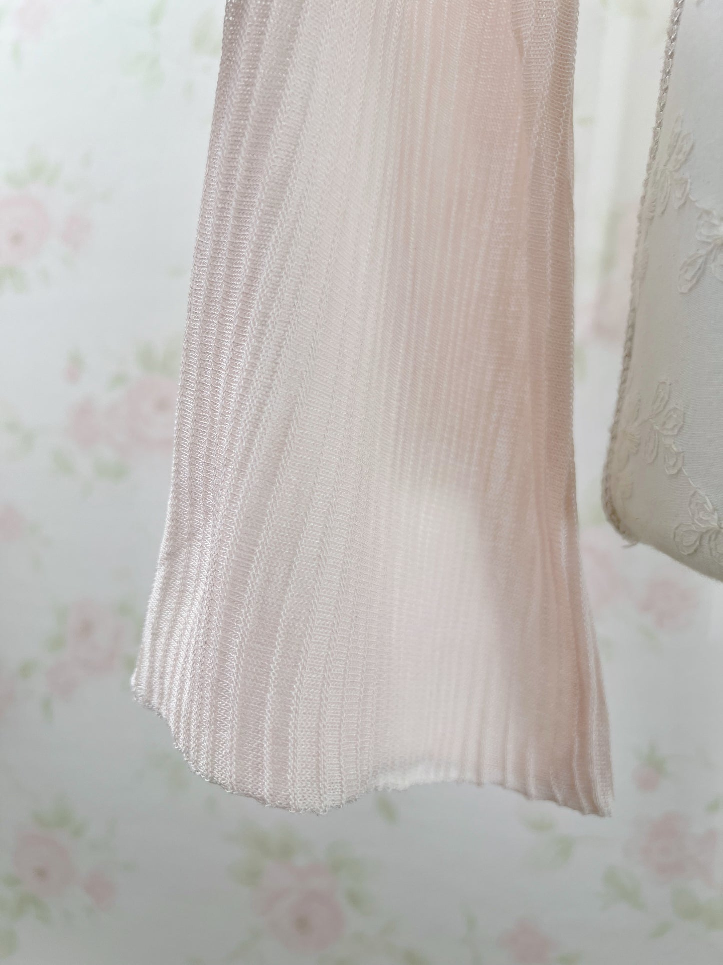 Heart Button Wide Sleeve Cardigan (Powder Pink)