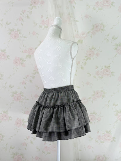GRL 2 Layered Checked Skirt (Gray)