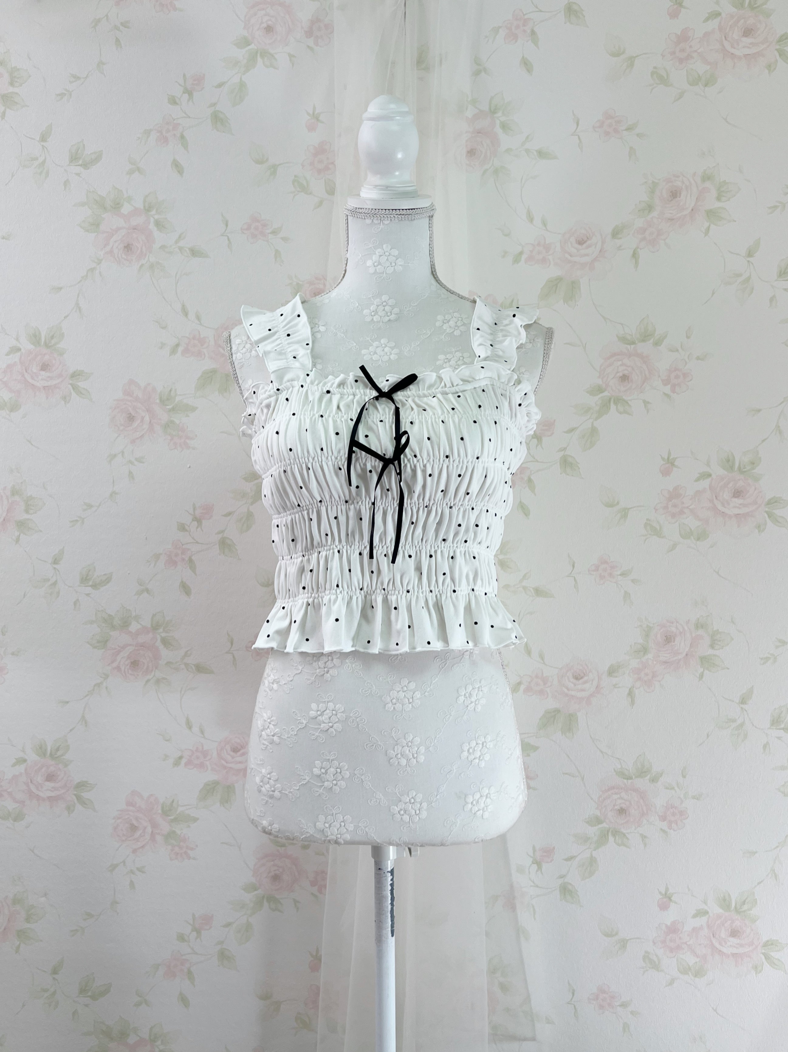 Olive des Olive Polka Dot Double Bow Top