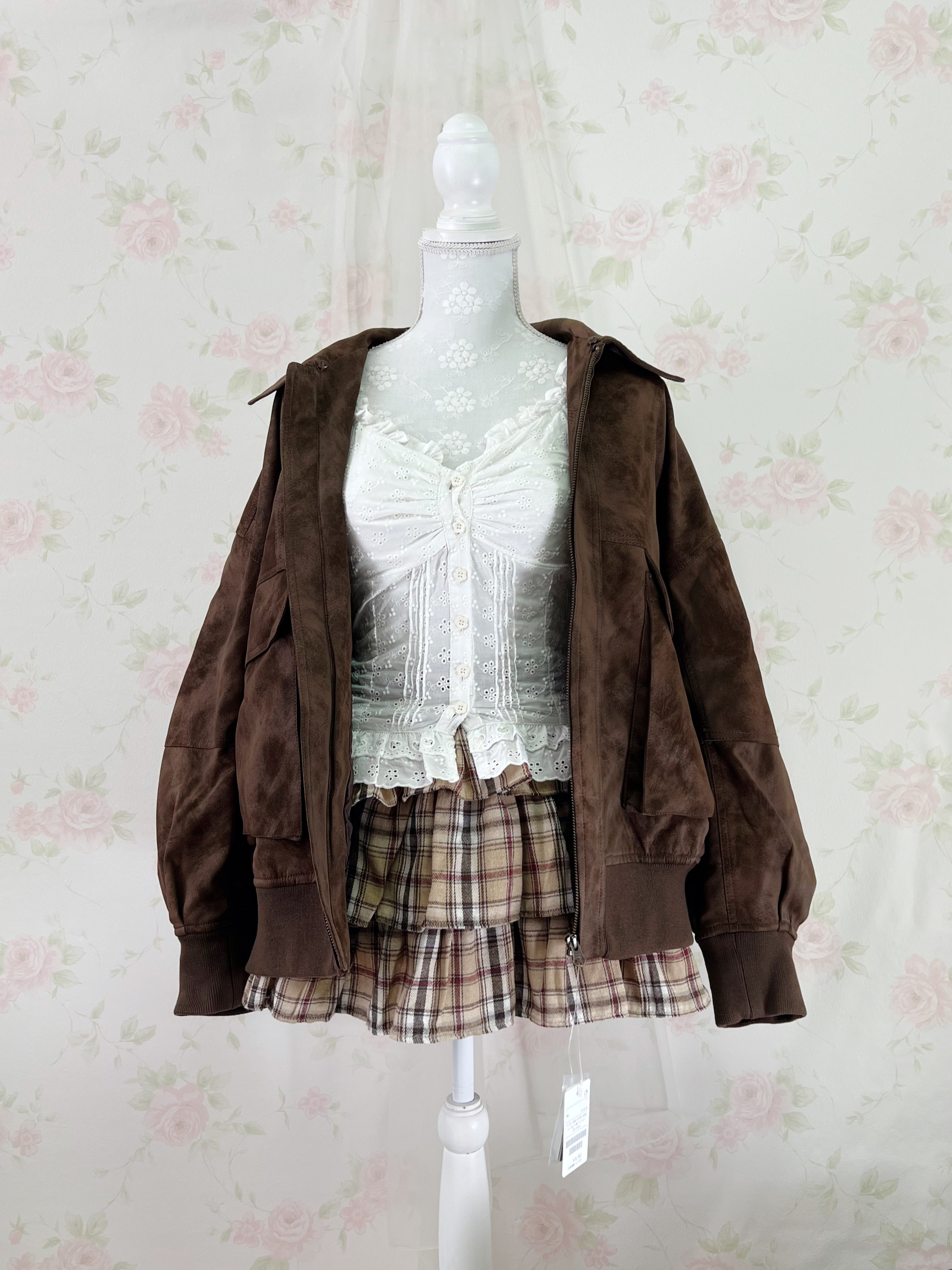 FREAK'S  STORE Boyfriend’s Synthetic Leather Jacket (Brown)