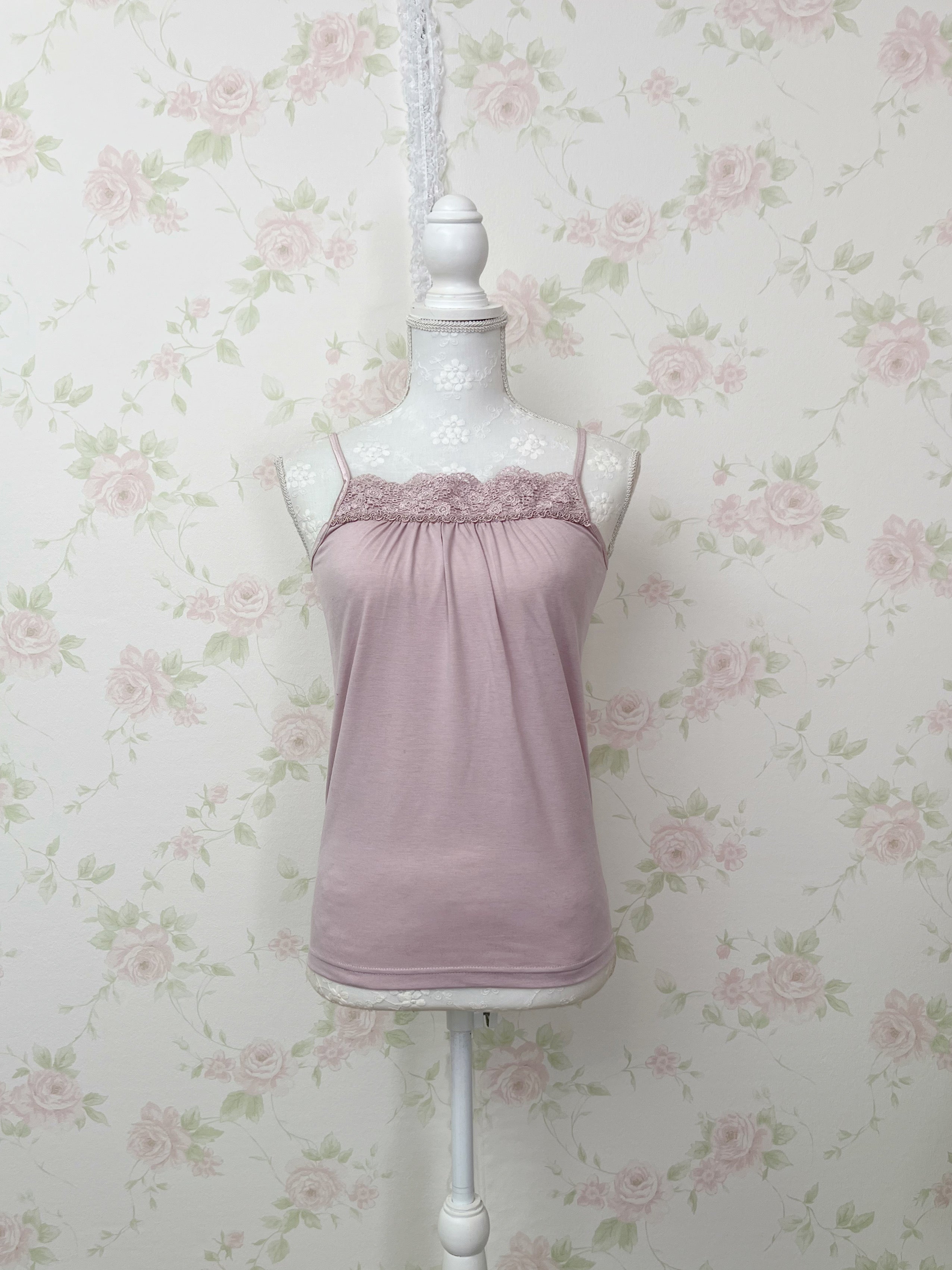 Honeys Lame Line Front Lace Camisole (Pink)