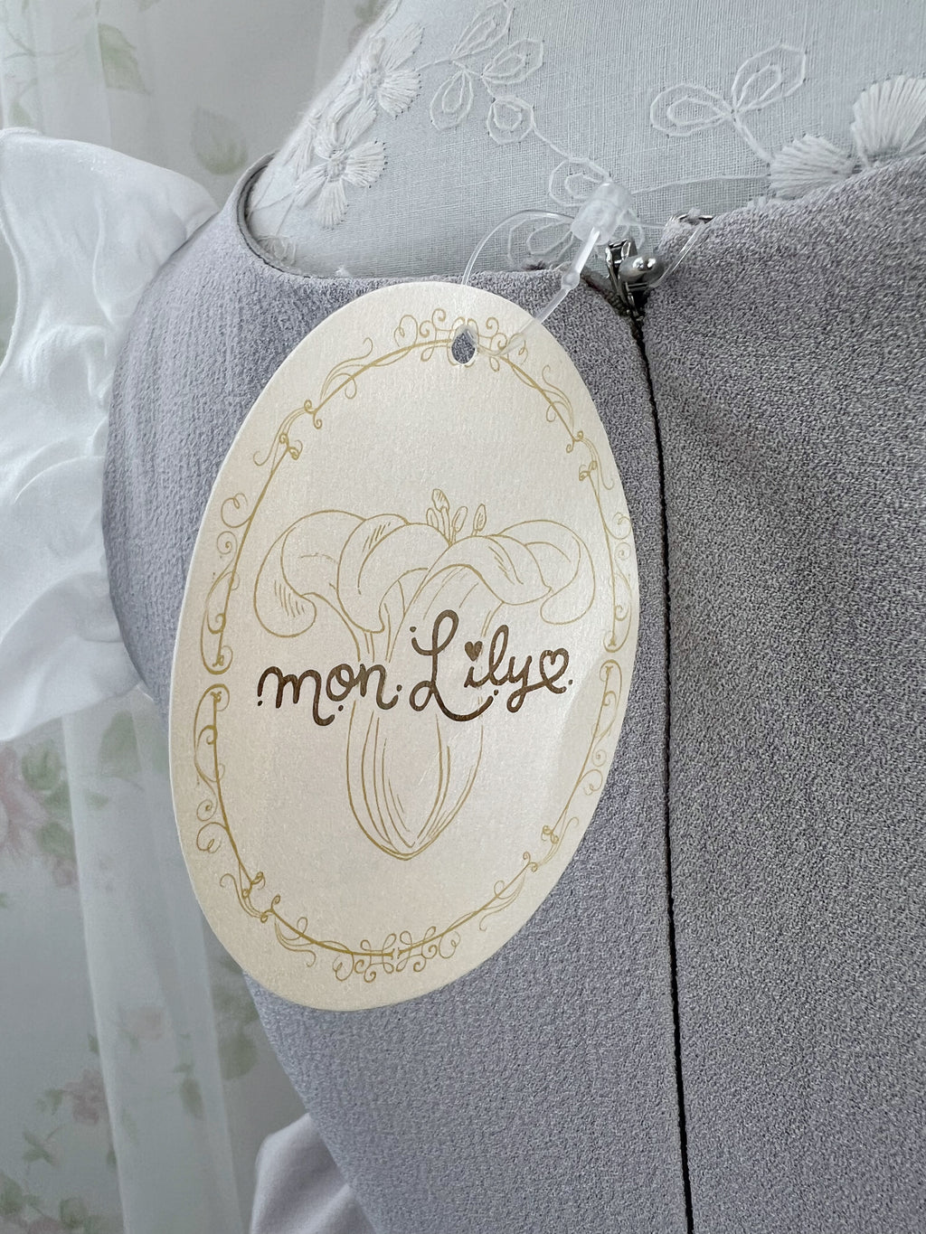 mon Lily Frilled Back Bow Dress (Gray)