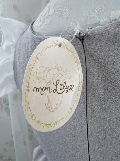 mon Lily Frilled Back Bow Dress (Gray)