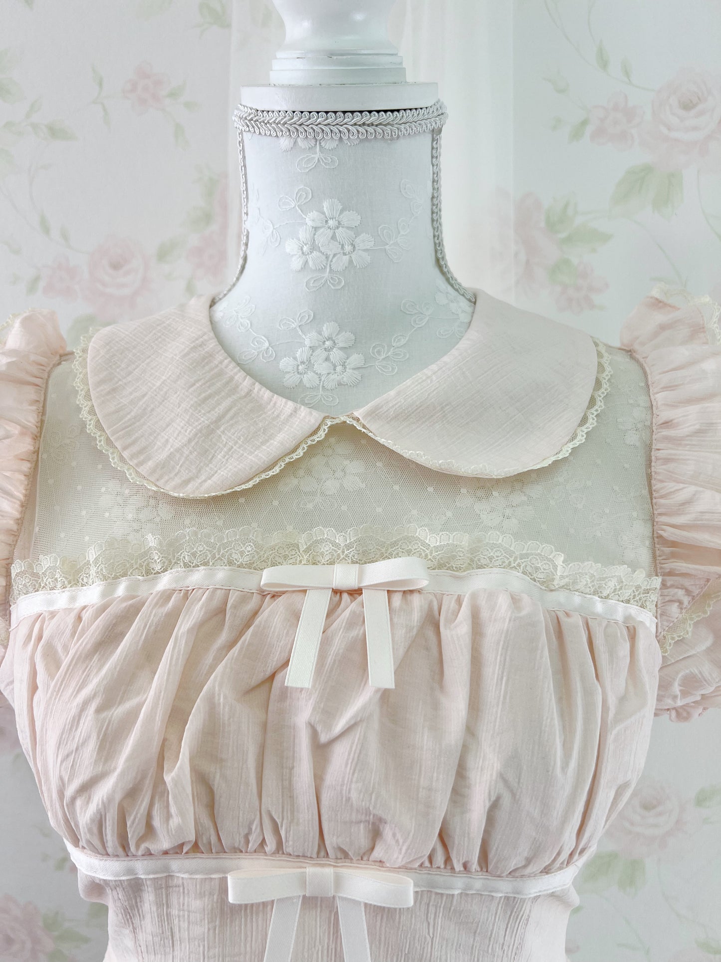 NoGenki Back Bow Girly Blouse (Peach Pink)