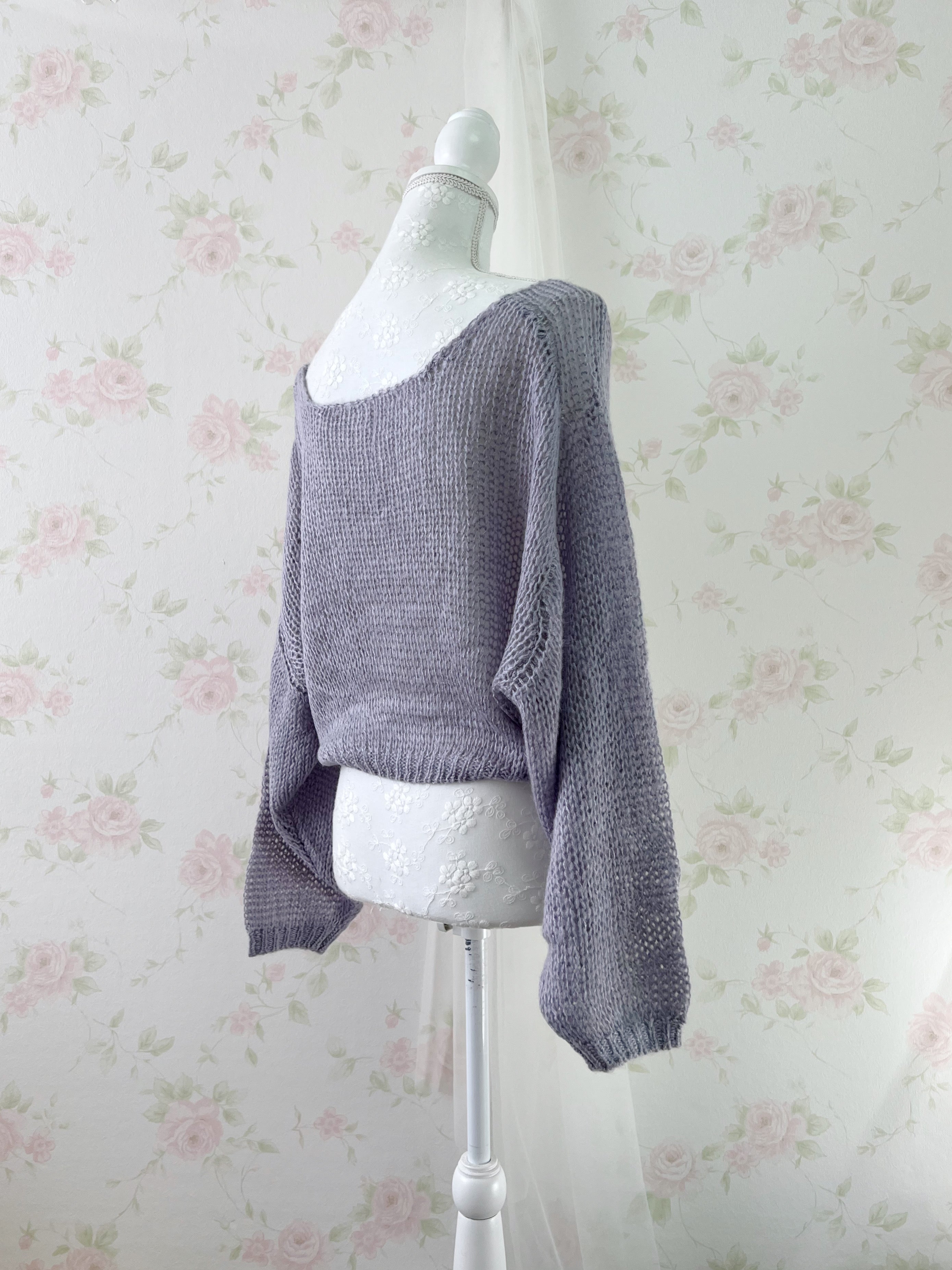 Soft Loose Gyaru Sweater (Purple Blue)