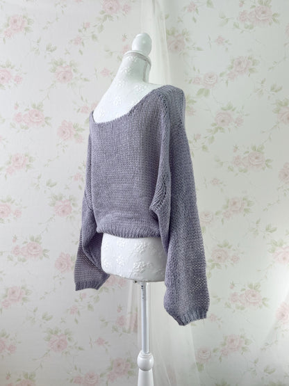 GRL Soft Loose Gyaru Sweater (Purple Blue)