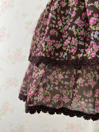 INGNI Petite Floral Layered Skirt (Brown)