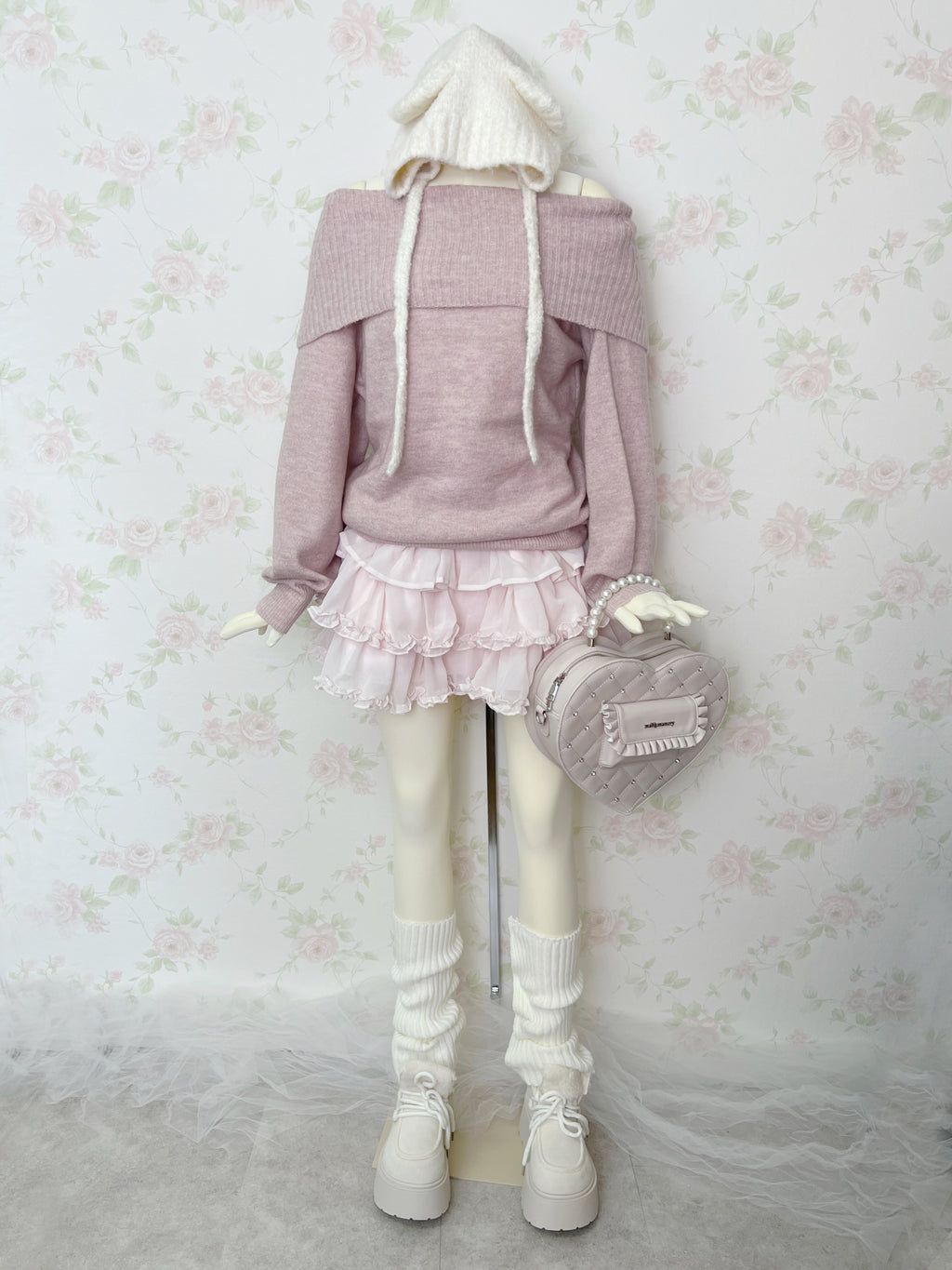 Honeys Off Shoulder Soft Knit Top (Sweet Pink)