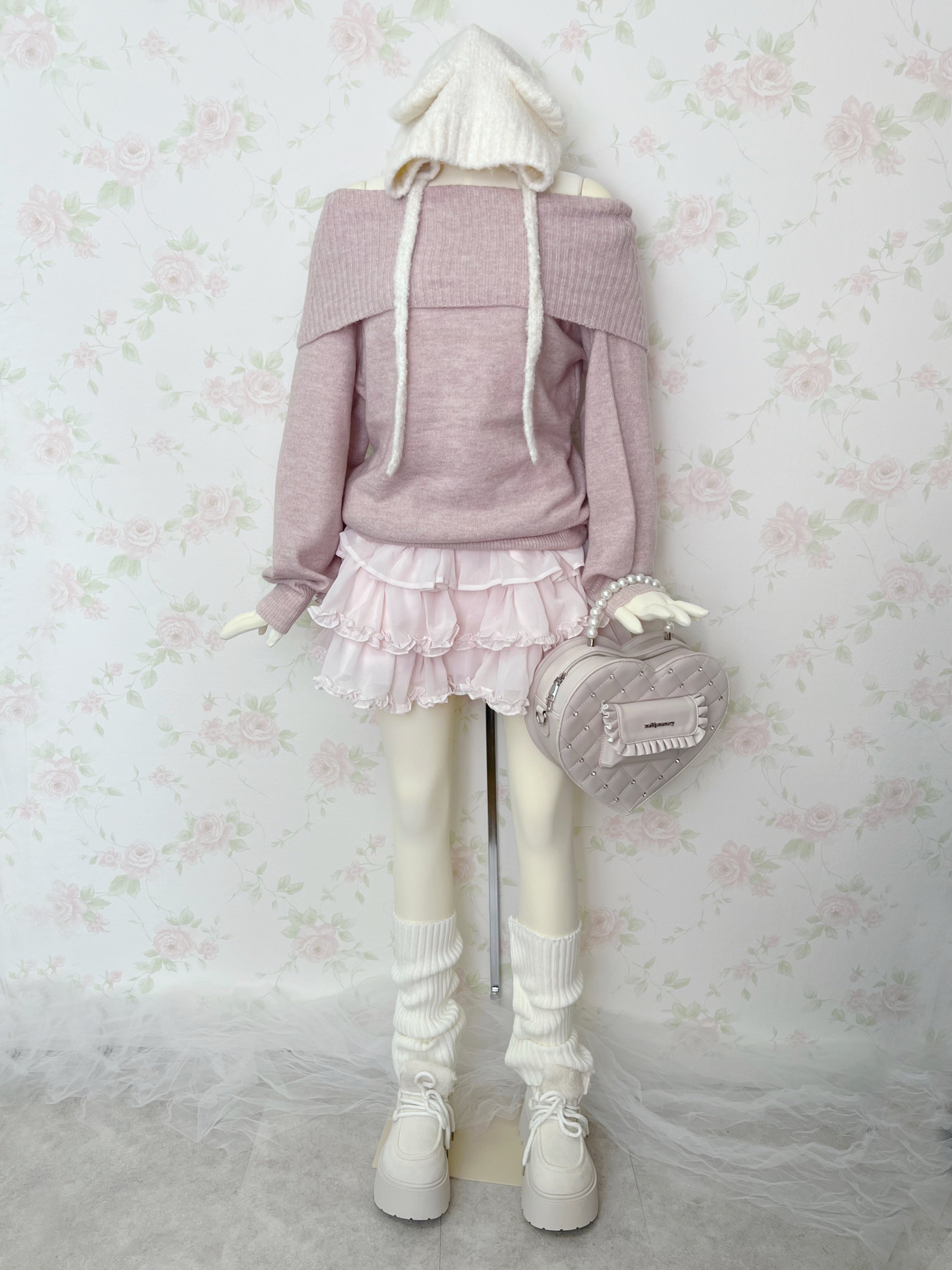 Honeys Off Shoulder Soft Knit Top (Sweet Pink)