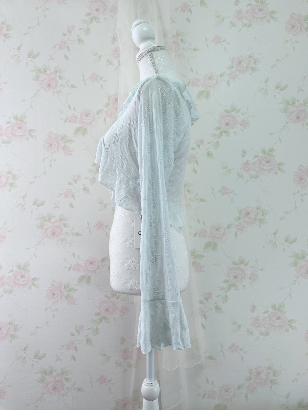 Lacy Front String Cardigan (Blue)