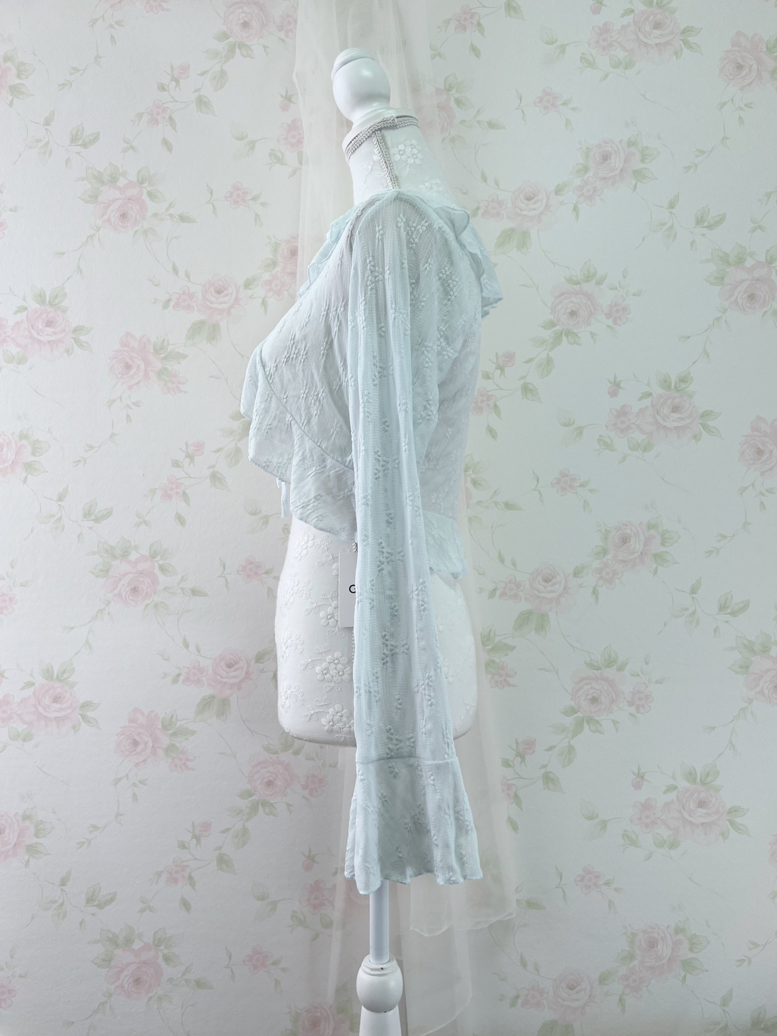 Lacy Front String Cardigan (Blue)