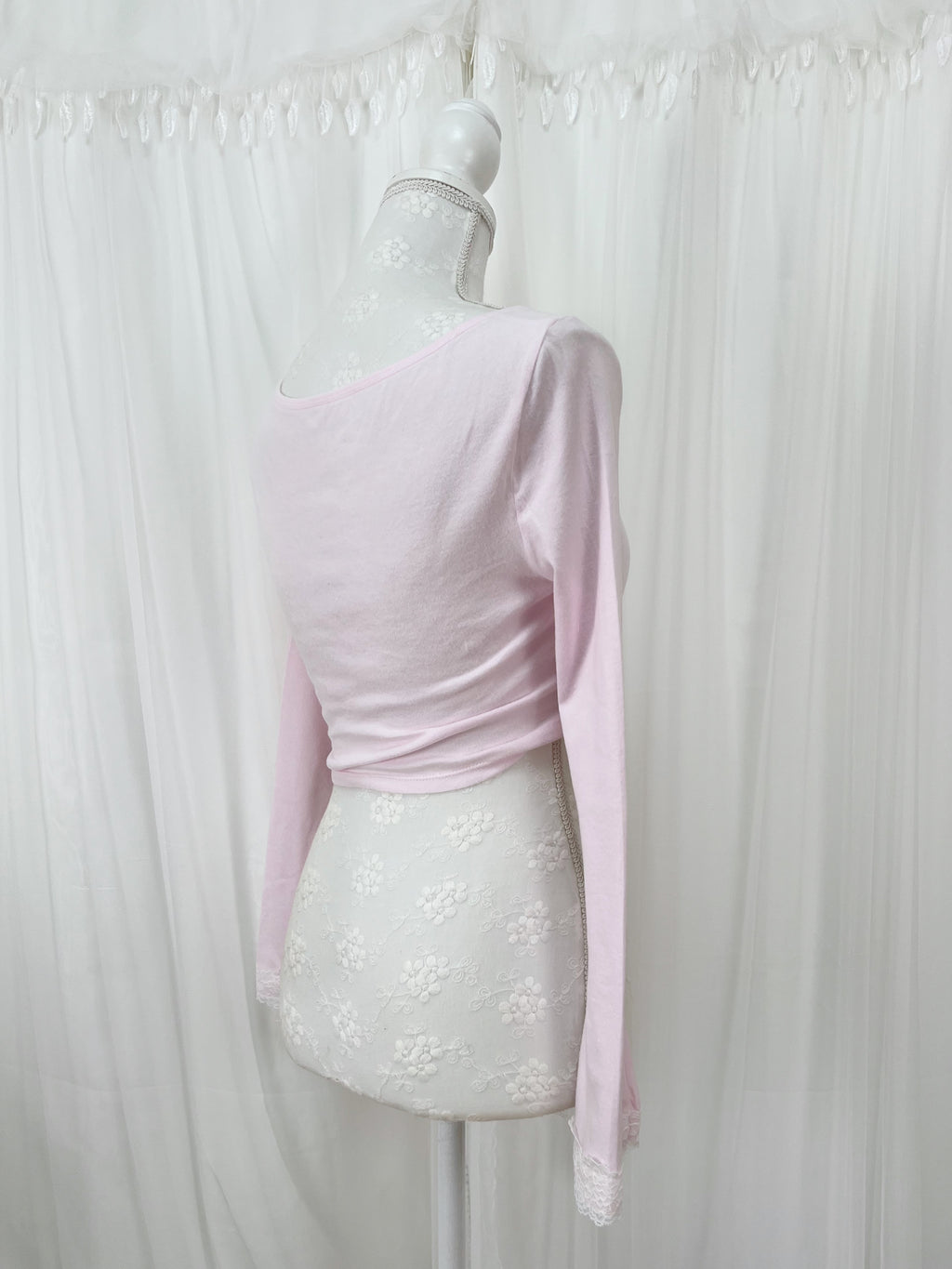 MultiPal Store Original Front Tie Cardigan With Lace (Pink)