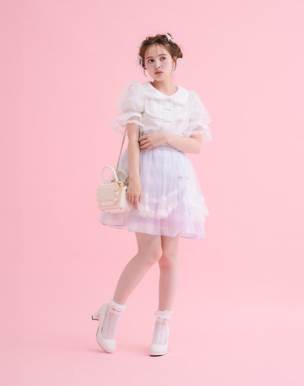 mellfy memory Fairy gingham tulle apron Skirt